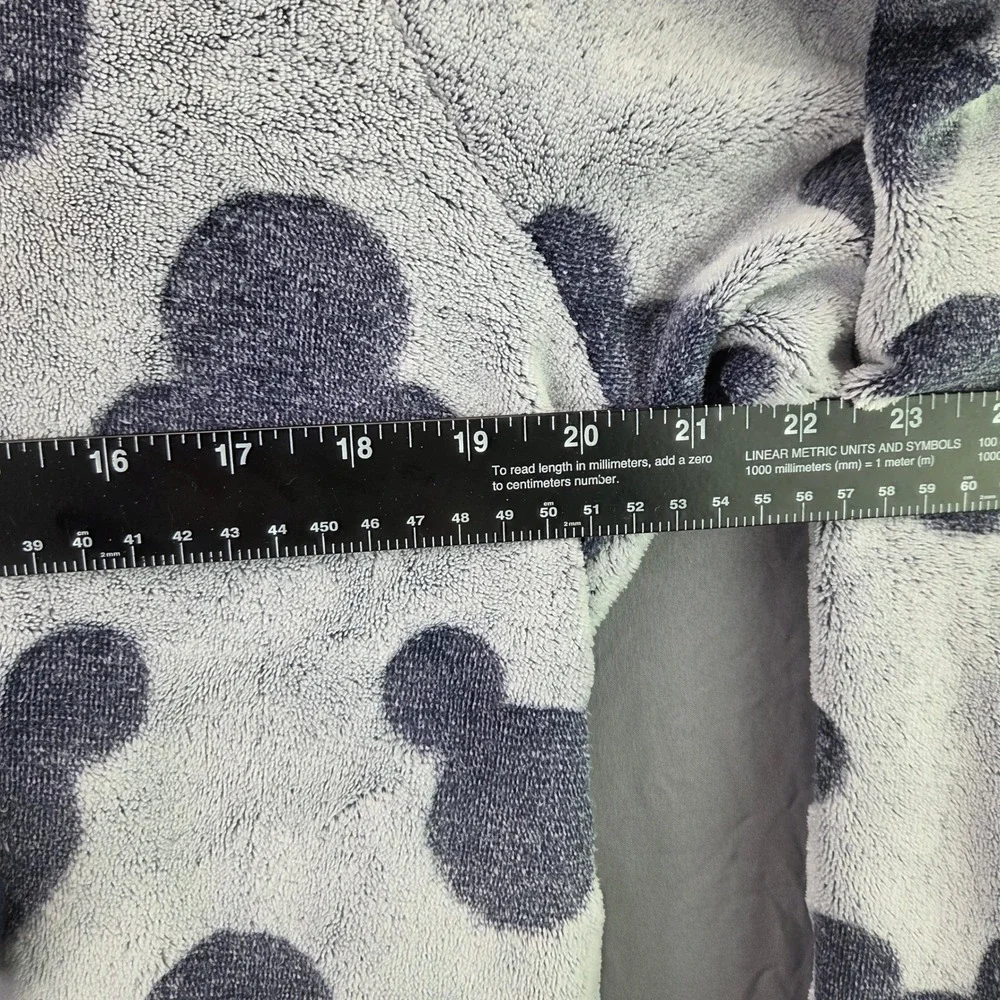 Disney Mickey Mouse Fleece Onesie Union Suit Womens L Grey Navy Excellent Hood - Picture 6 of 15